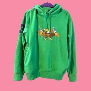 Polo Ralph Lauren Embroidered Triple Pony Hoodie Sweatshirt Small Lifeguard Grn